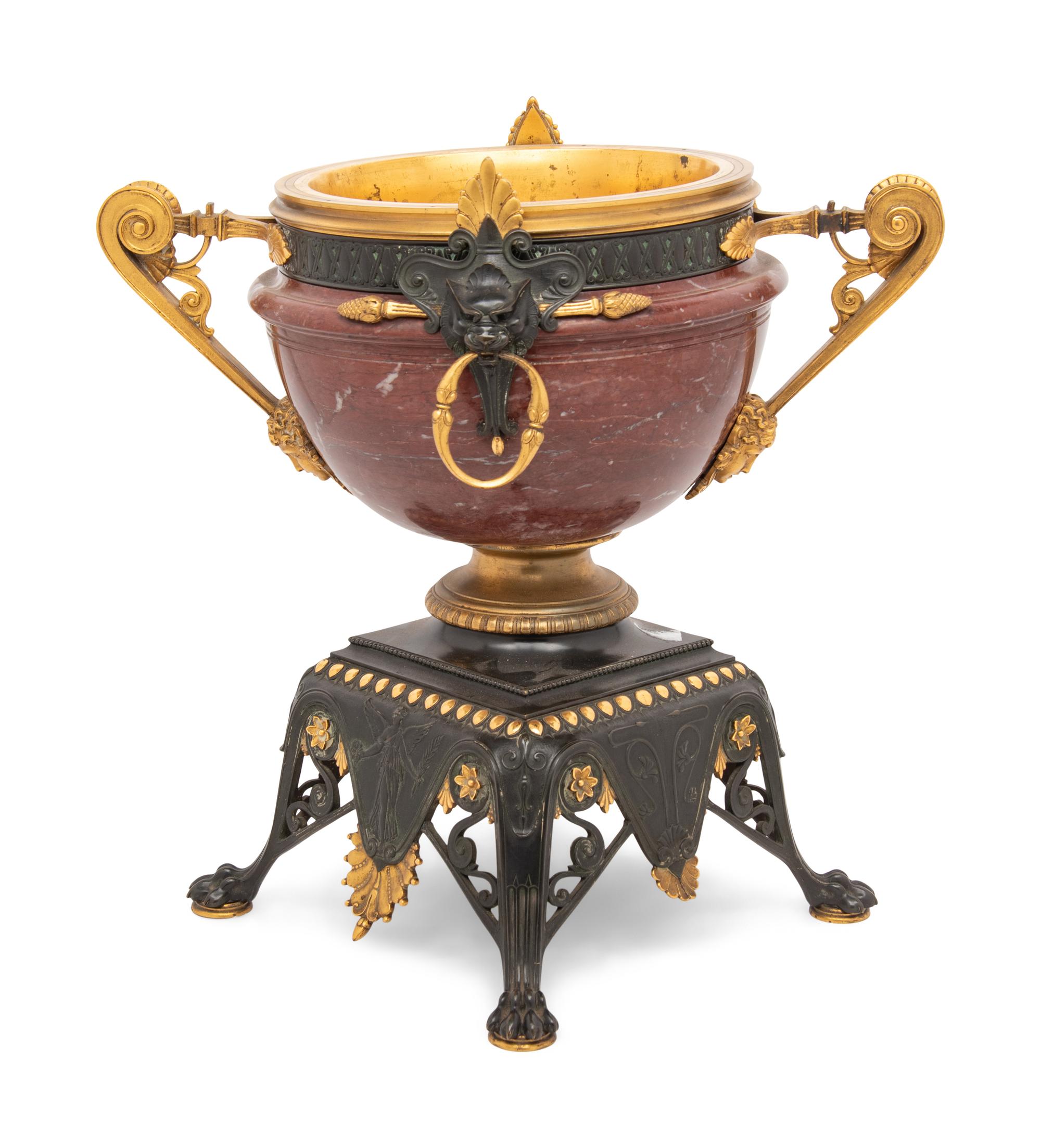 A French Gilt and Patinated Bronze Marble Centerpiece