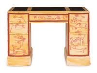 A Chinoiserie-Decorated Pedestal Desk