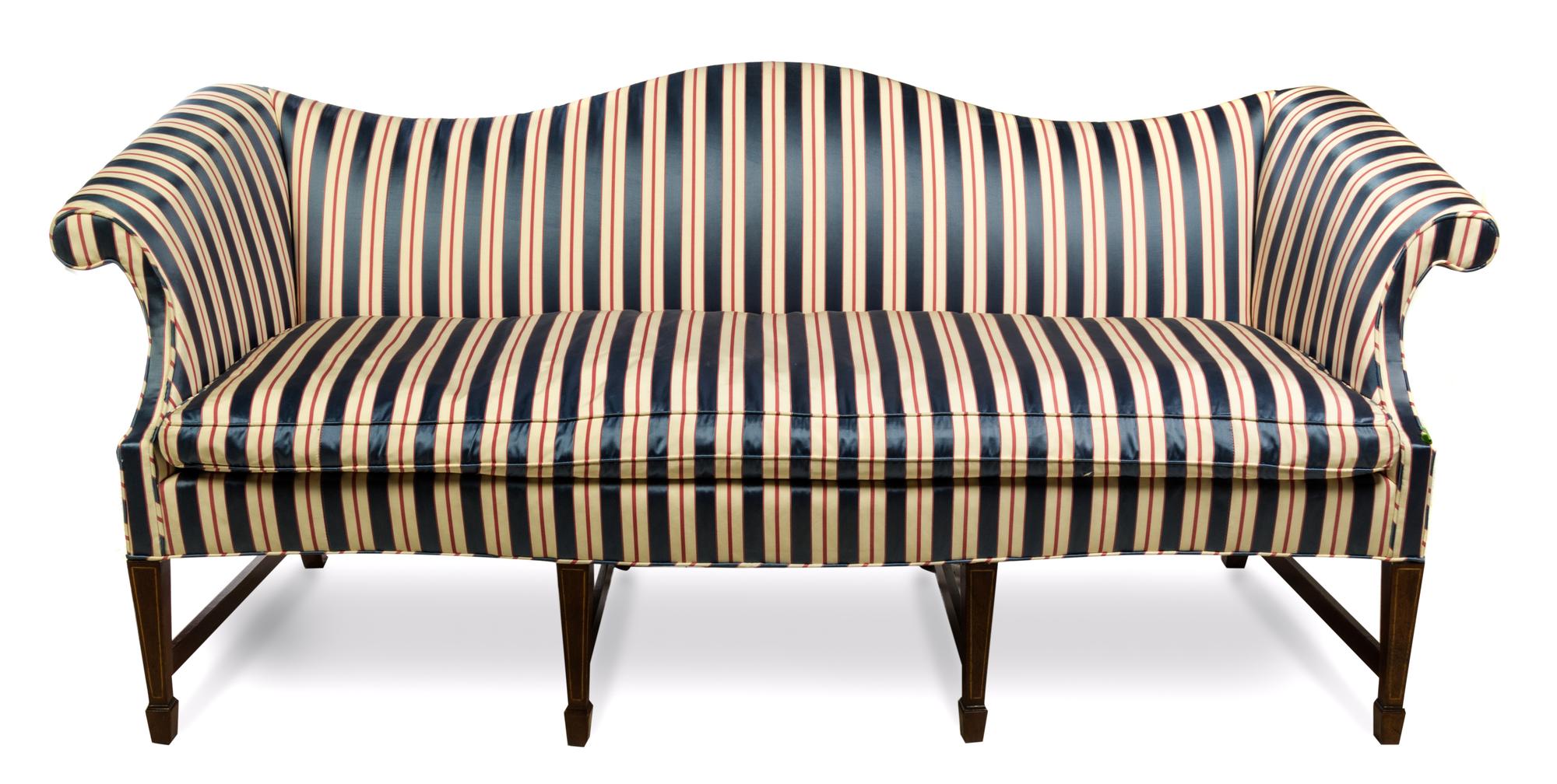 A Sheraton Style Mahogany Sofa Width 80 inches. — 20TH CENTURY