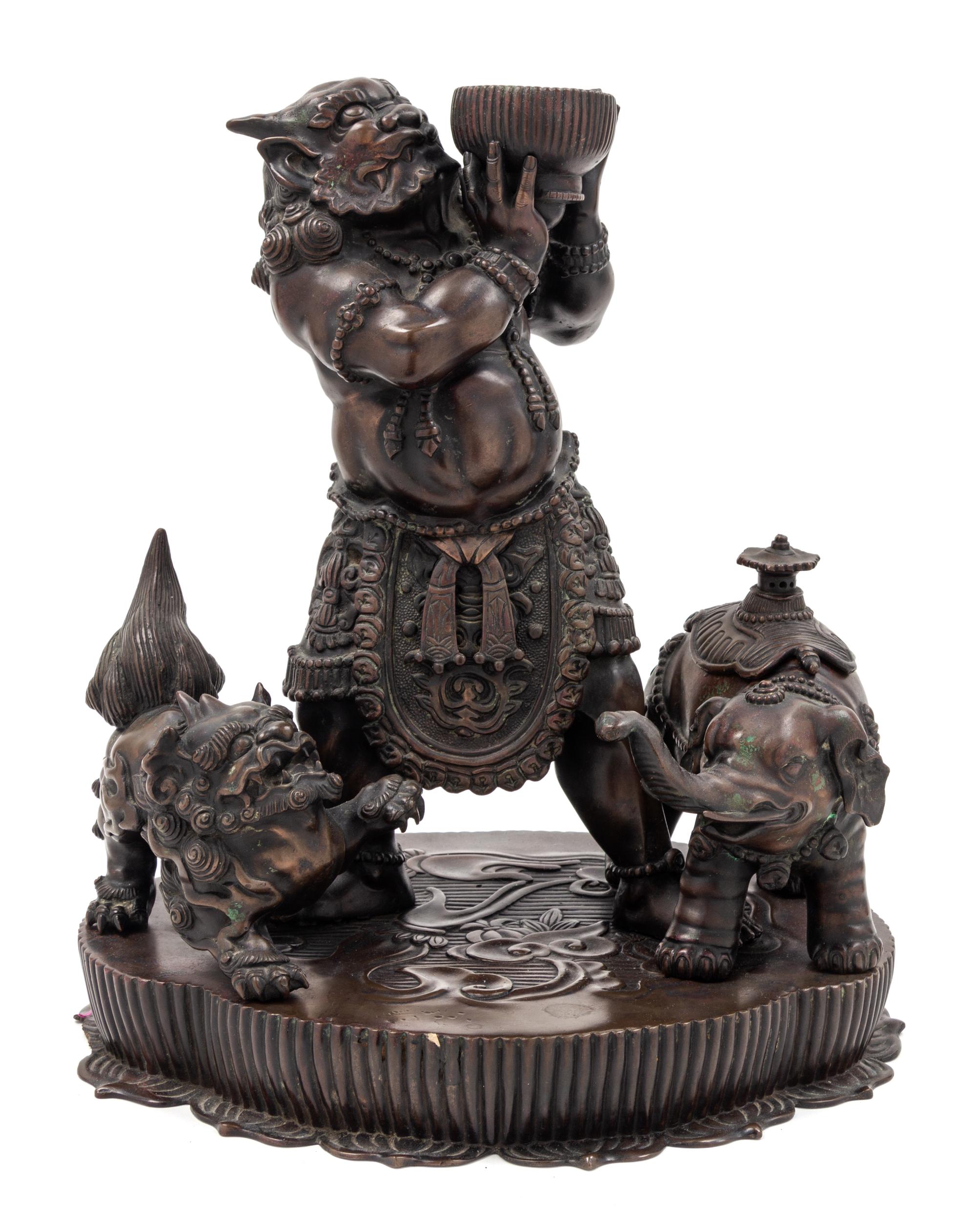 A Japanese Bronze Figural Group Height 16 1/4 inches. — LATE 19TH CENTURY