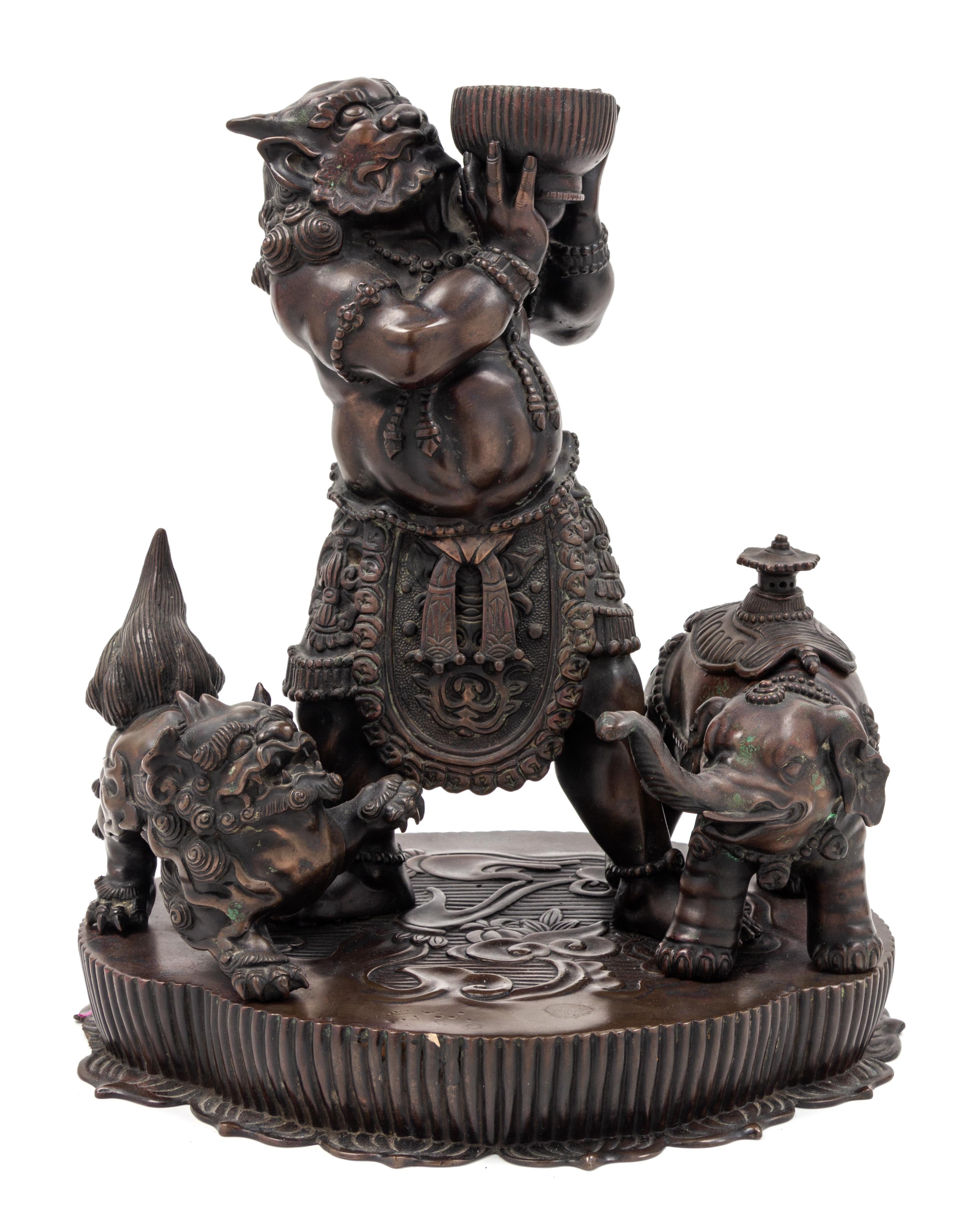 A Japanese Bronze Figural Group Height 16 1/4 inches. — LATE 19TH CENTURY