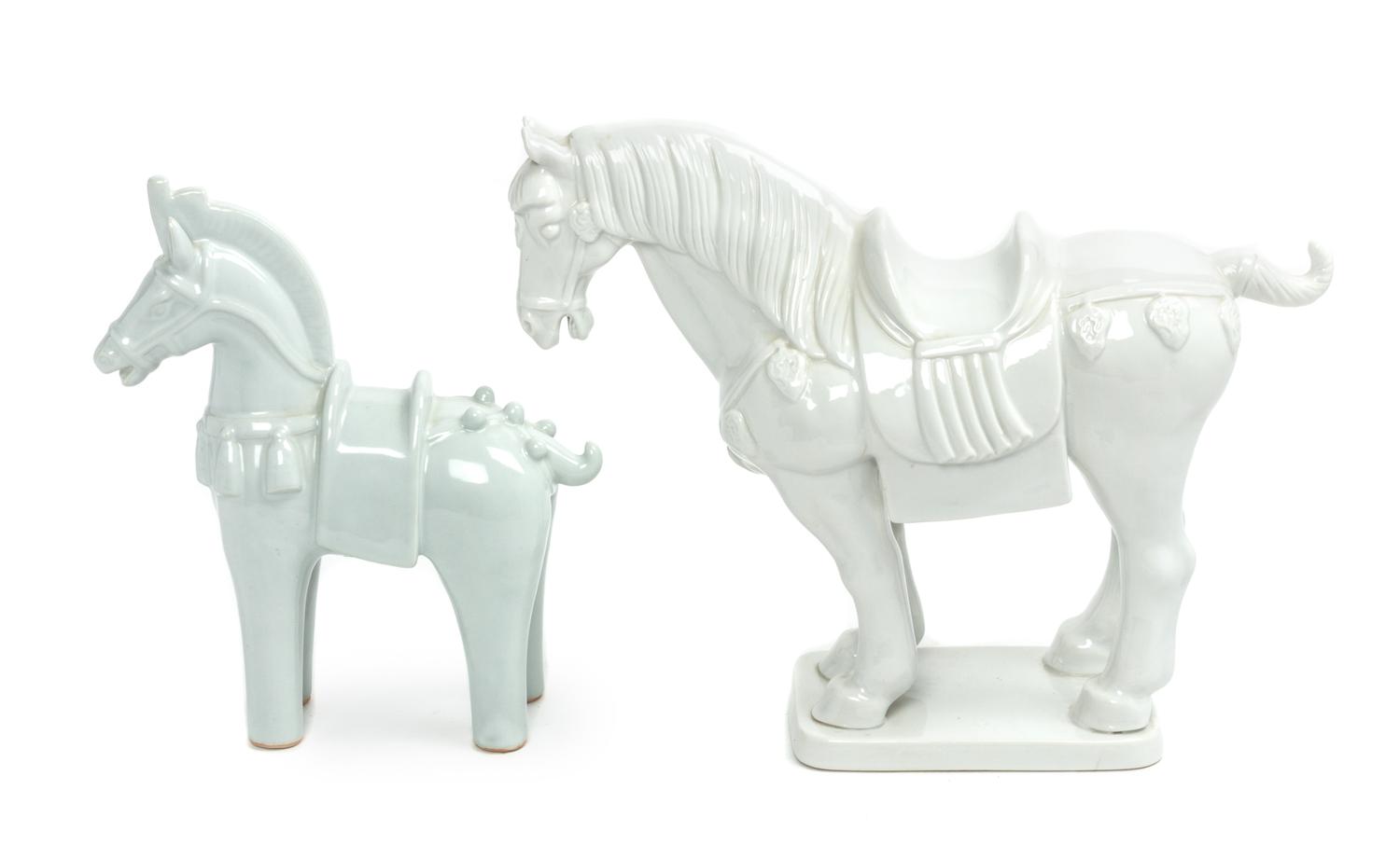 Two Blanc de Chine Porcelain Figures Width of first 13 inches. — 20TH CENTURY