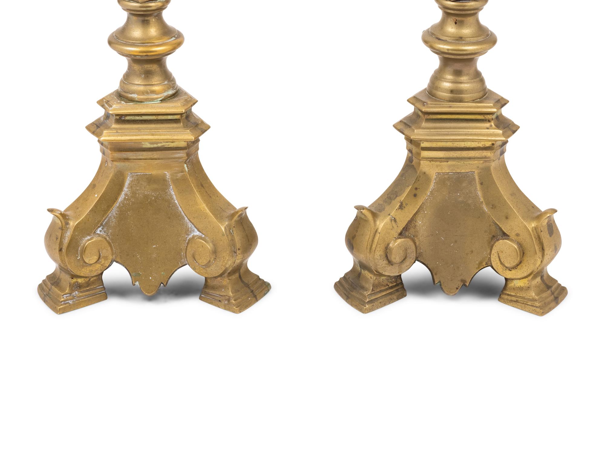A Pair of Brass Pricket Sticks