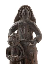 A French or Spanish Carved Wood Figural Group Depicting Saint Anne and the Infant Mary