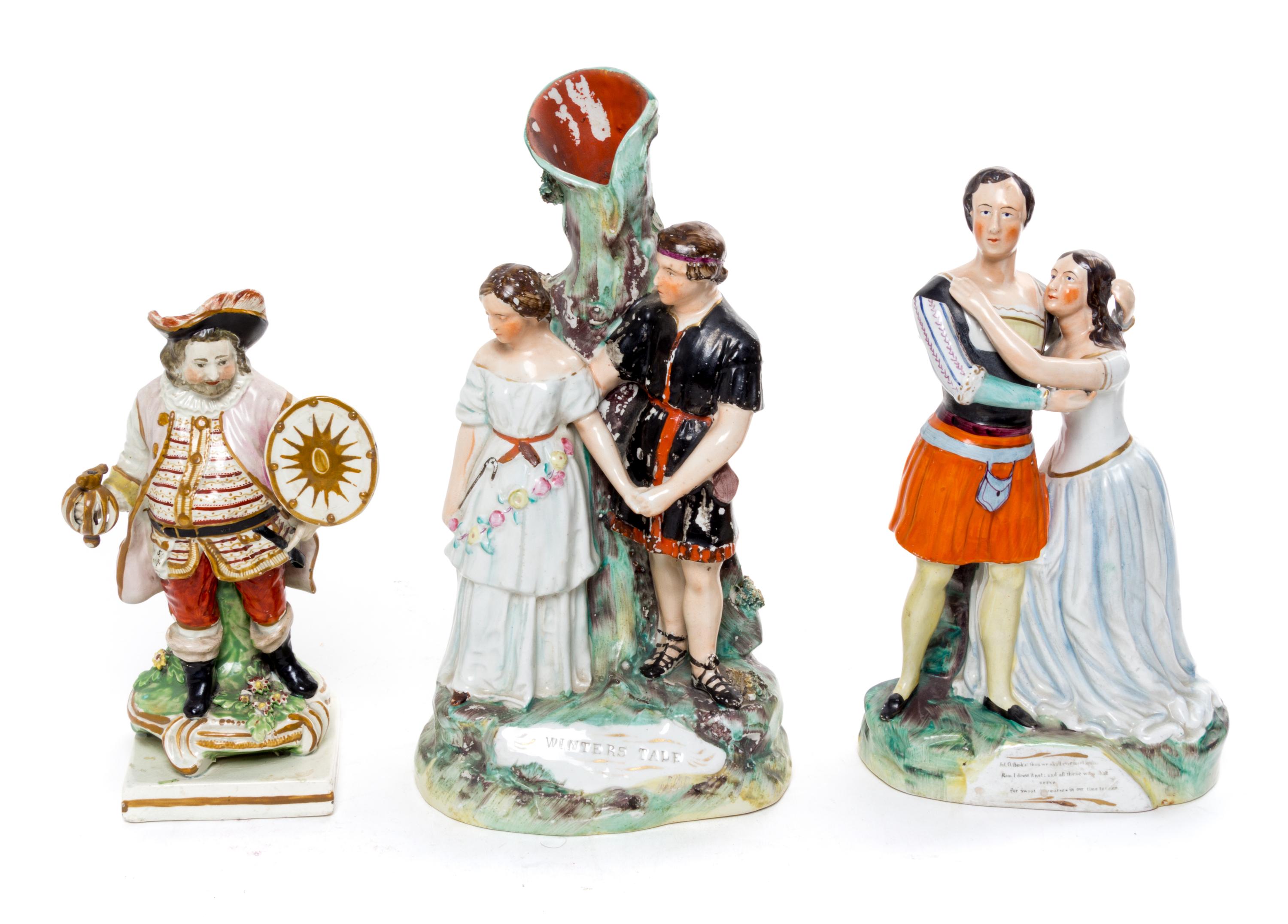 Three Staffordshire Pottery Figures Height of first 11 5/8 inches. — 19TH CENTURY