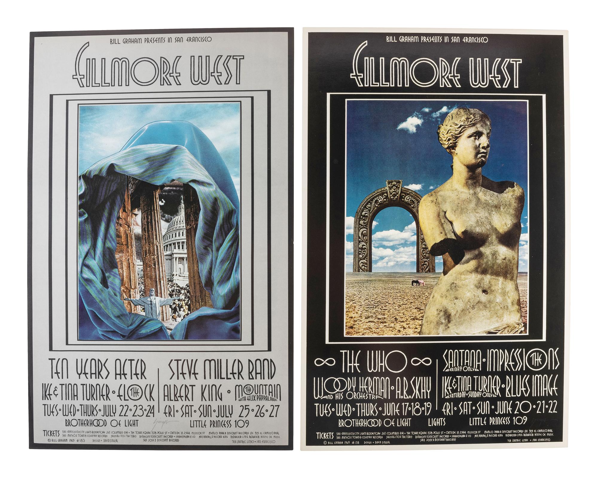[MUSIC] -- [POSTERS]. SINGER, David, artist. Complete set of 66 SIGNED posters designed for the Fillmore West Ballroom, San Francisco, California. 1969-1971.