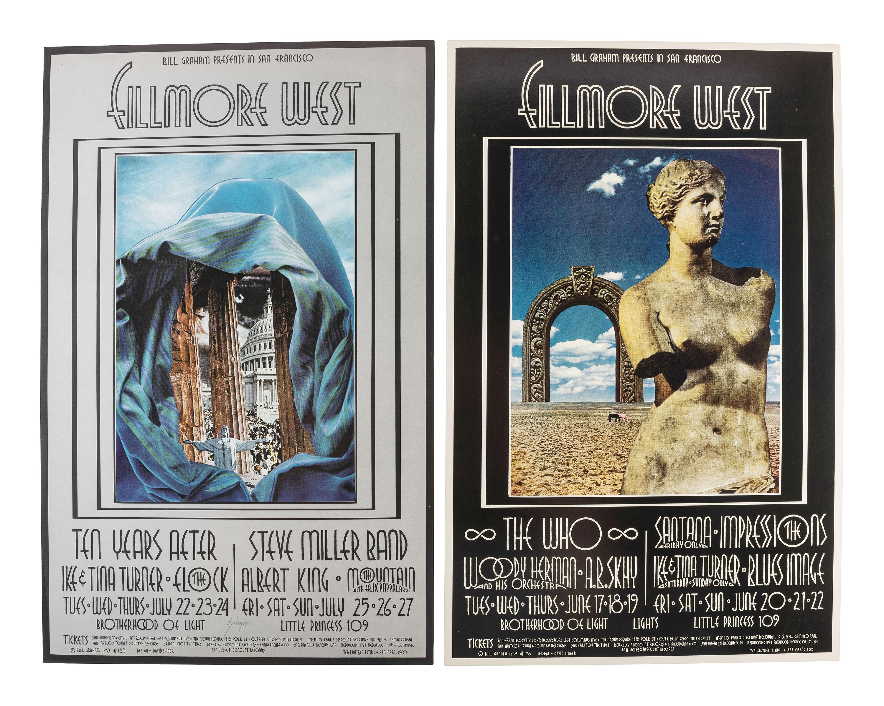 [MUSIC] -- [POSTERS]. SINGER, David, artist. Complete set of 66 SIGNED posters designed for the Fillmore West Ballroom, San Francisco, California. 1969-1971.