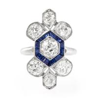 An Art Deco Platinum, Diamond and Sapphire Ring, 4.10 dwts.