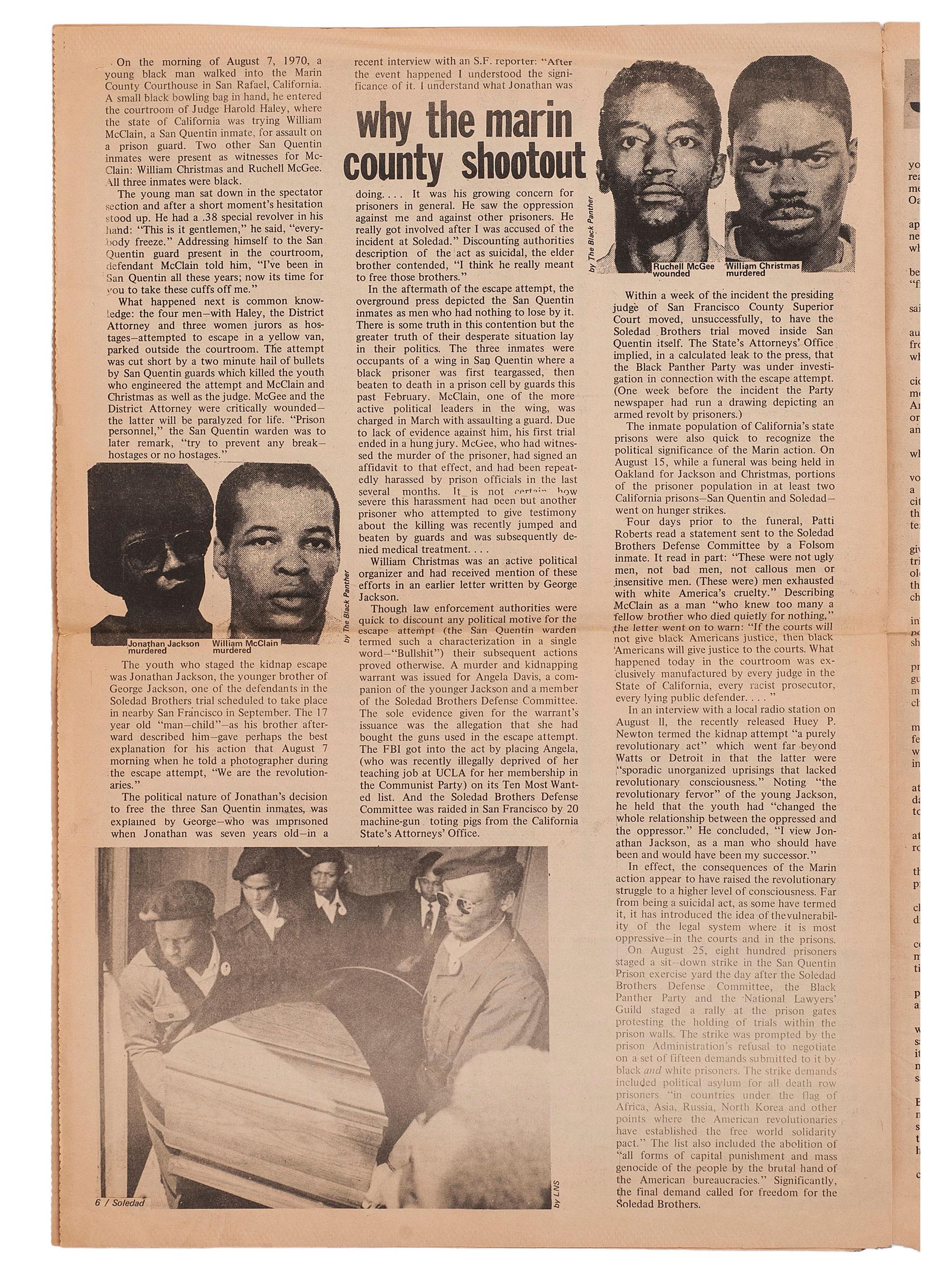 [CIVIL RIGHTS] -- [SOLEDAD BROTHERS]. Liberated Guardian. [San Francisco & New York]: ca 1970-1971.