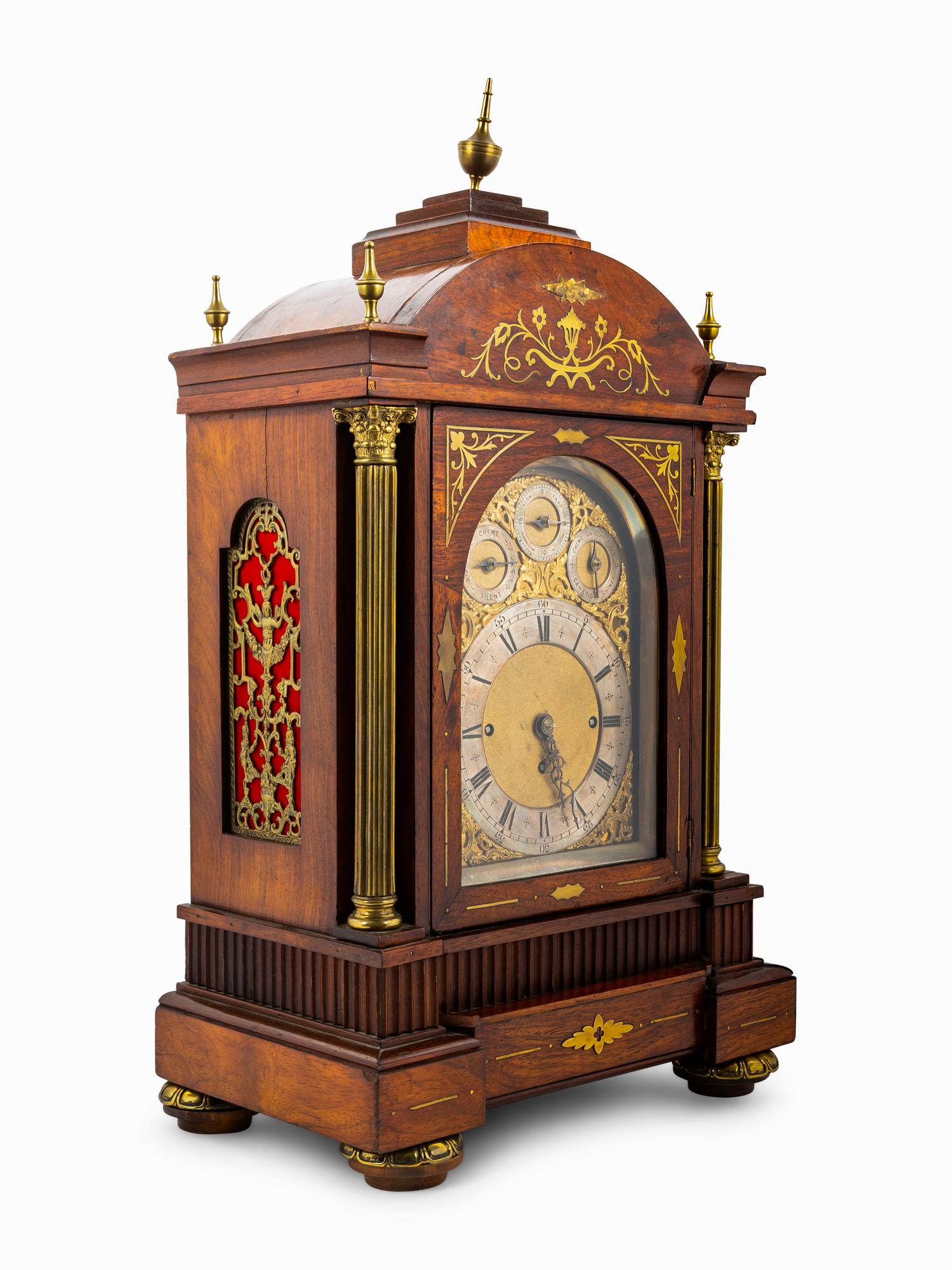 A Brass Inlaid Rosewood Bracket Clock