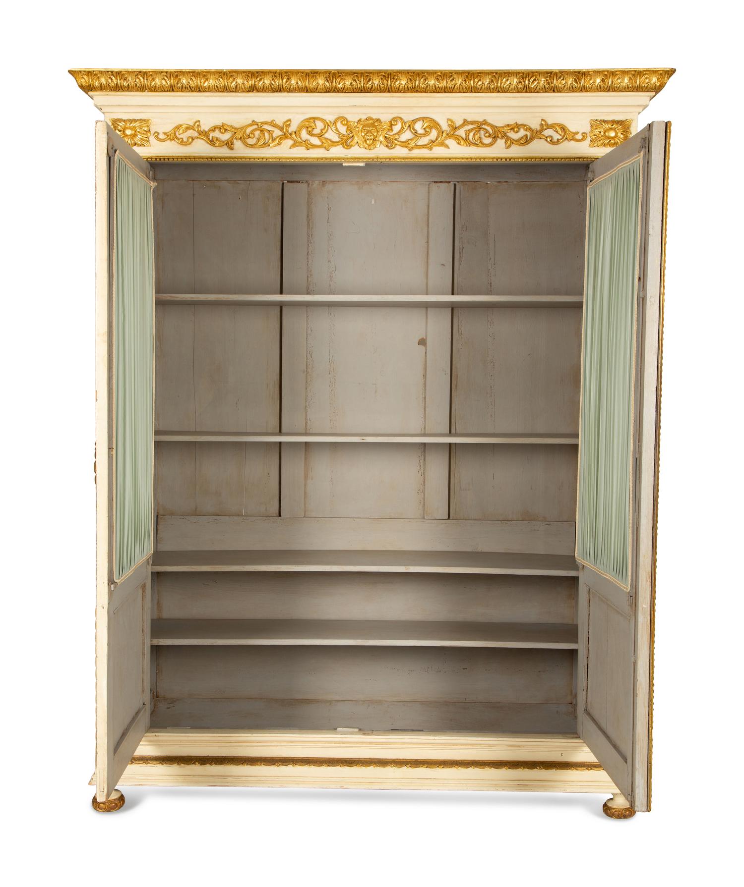 A Louis XVI Style White Painted and Parcel Gilt Armoire — Early 20th Century