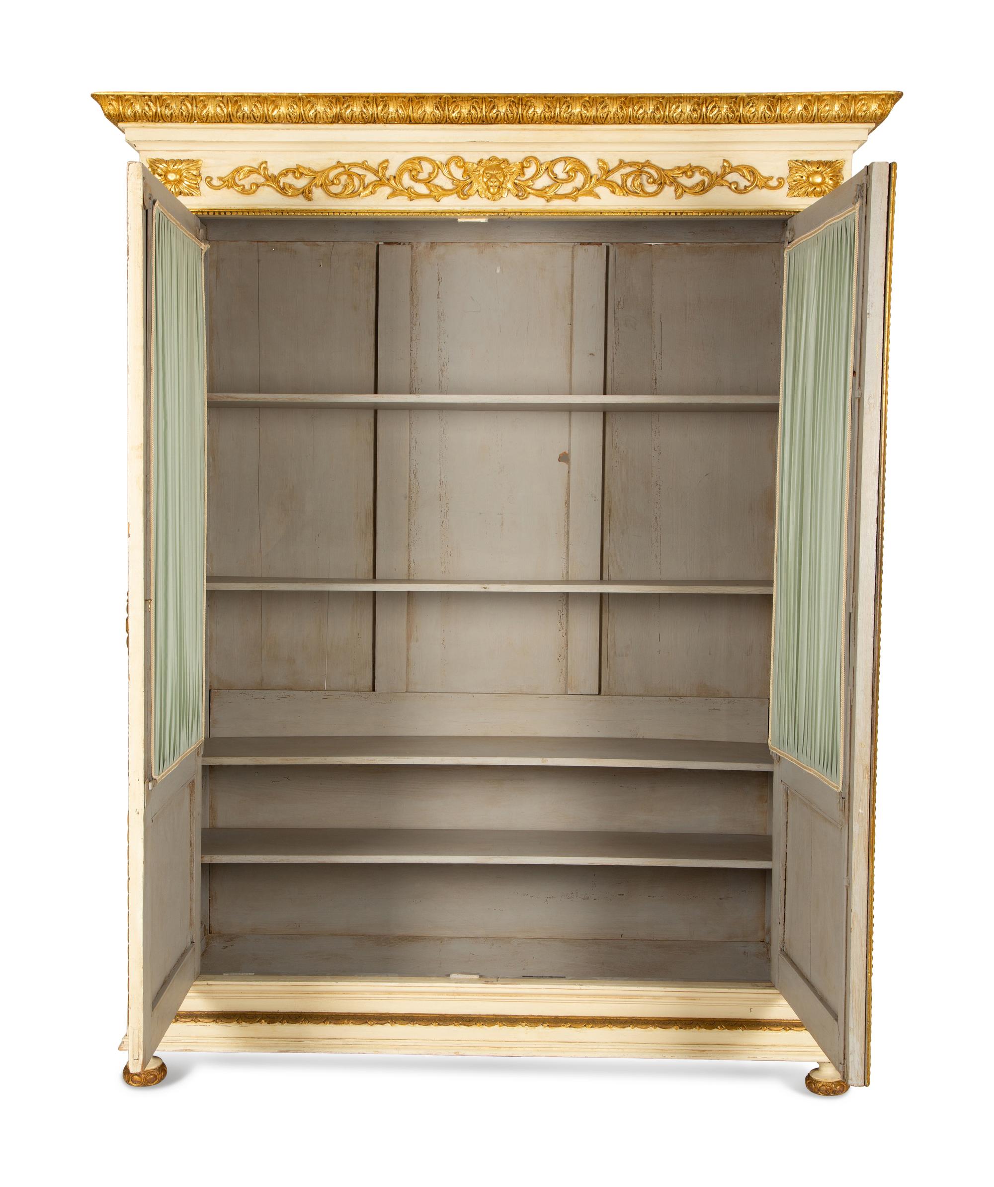 A Louis XVI Style White Painted and Parcel Gilt Armoire — Early 20th Century