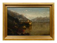 Morning, View of the Chillon Castle, Switzerland, the Alps in the Distance , c. 1882-83