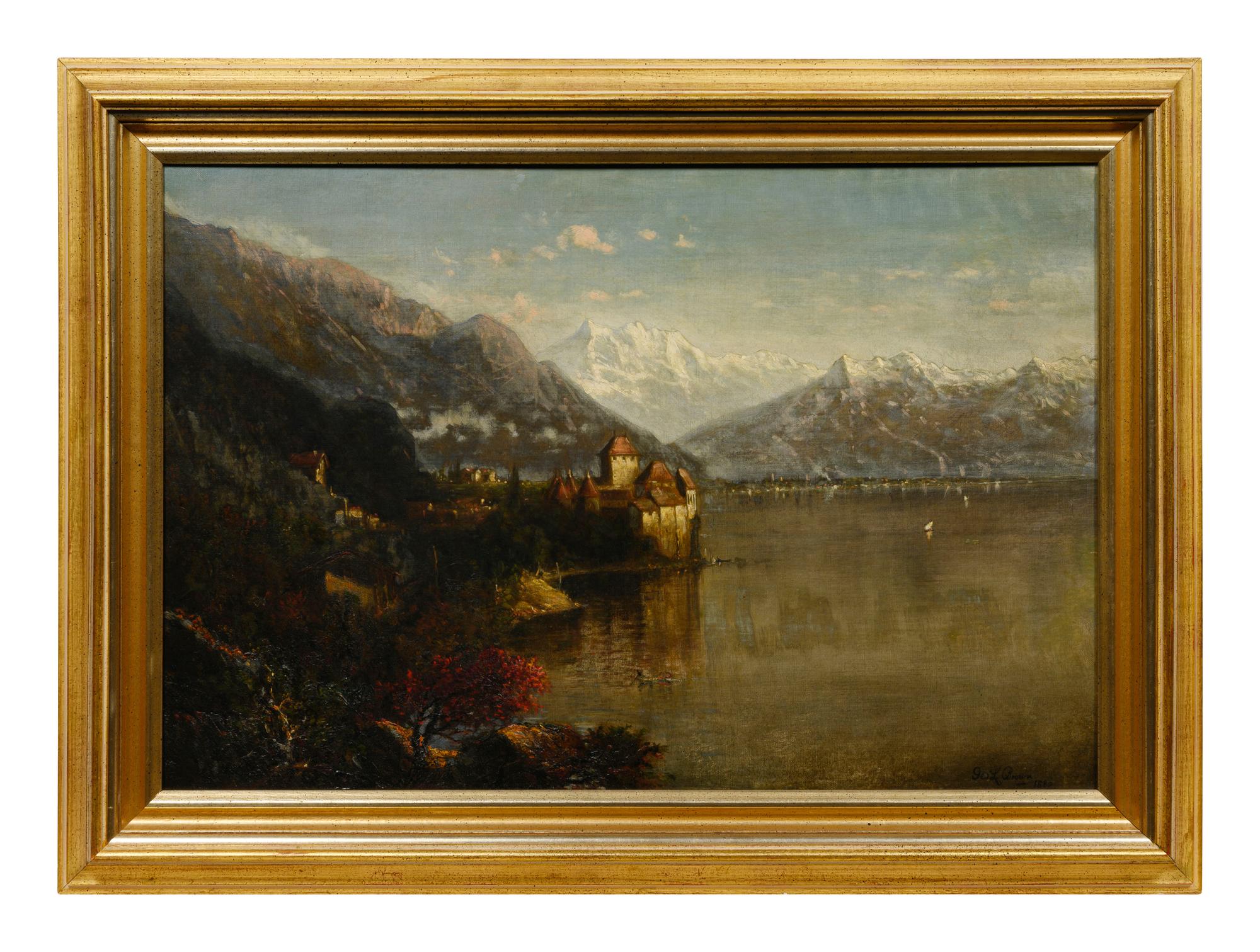 Morning, View of the Chillon Castle, Switzerland, the Alps in the Distance , c. 1882-83