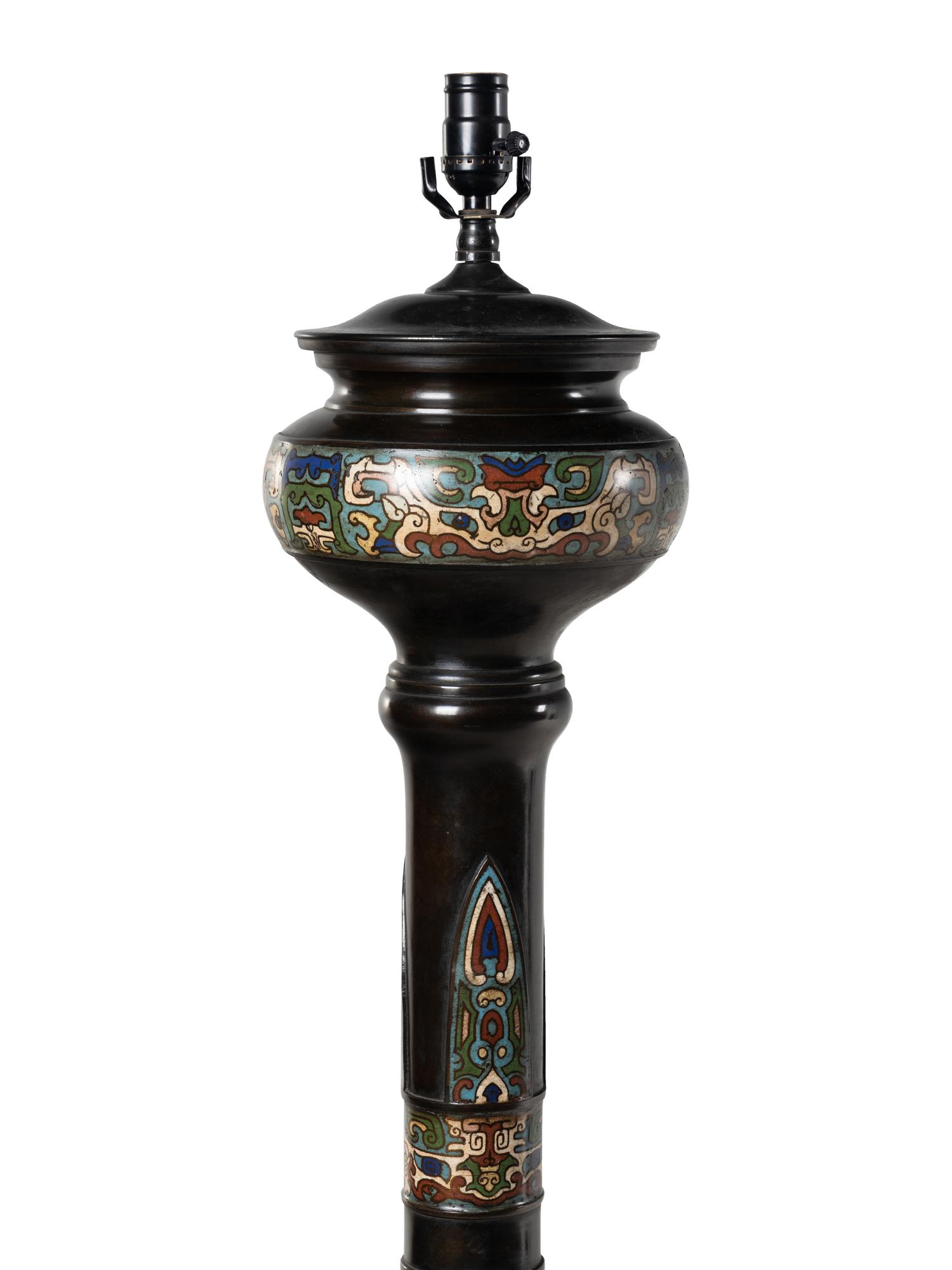 A Japanese Champlevé Floor Lamp