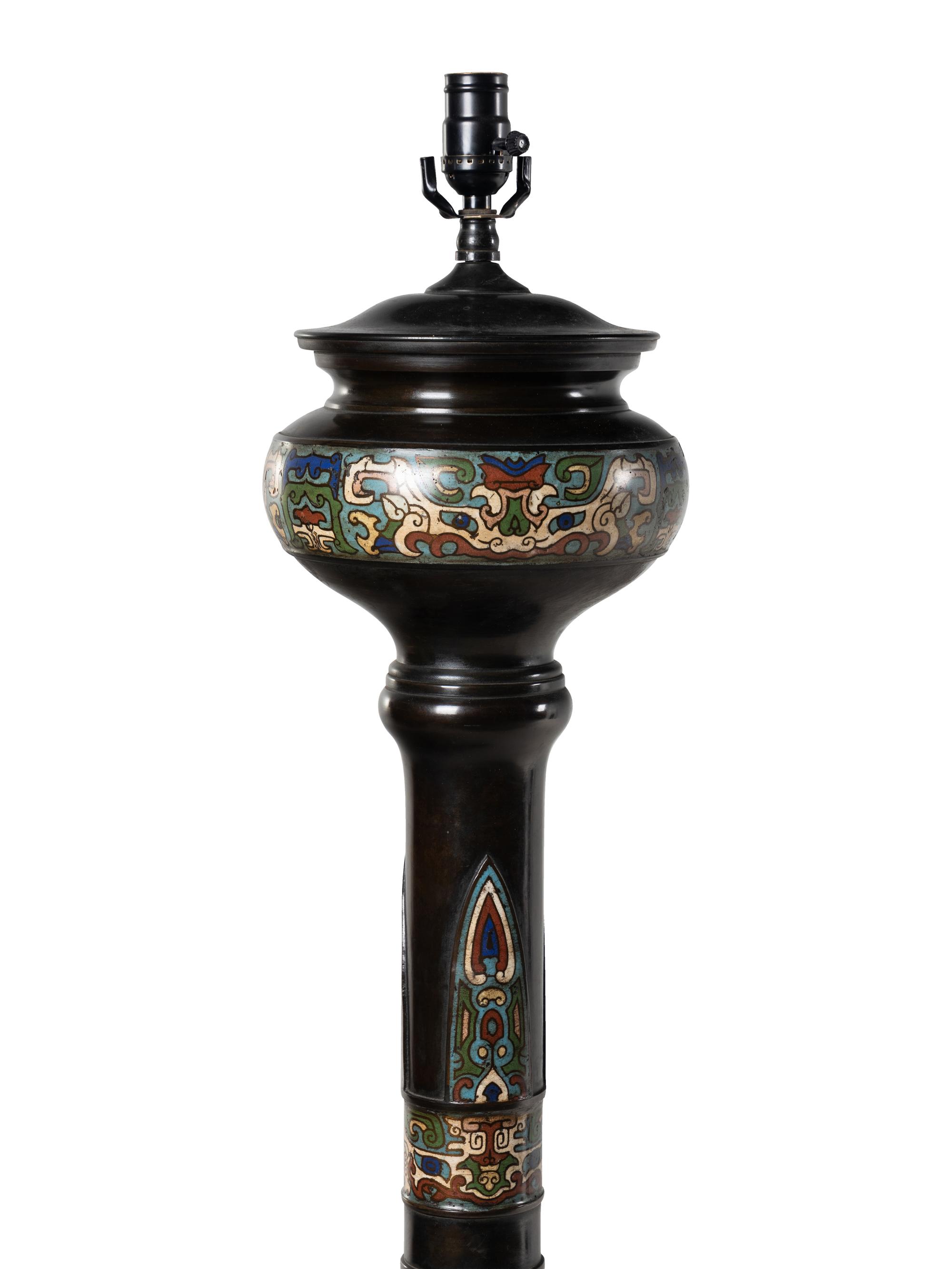 A Japanese Champlevé Floor Lamp