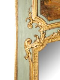 A French Painted and Parcel Gilt Trumeau Mirror