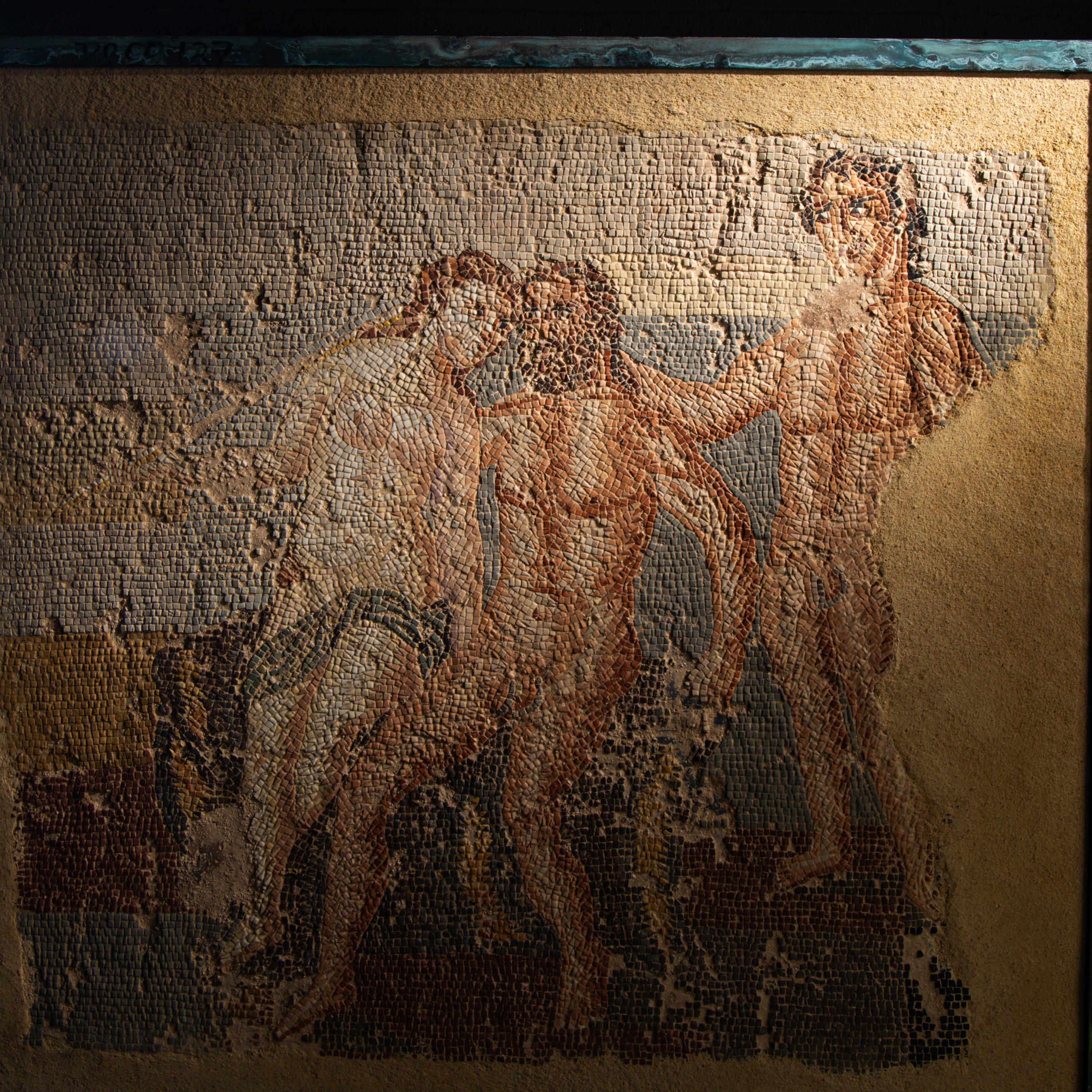A Roman Mosaic Panel with Erotic Scene