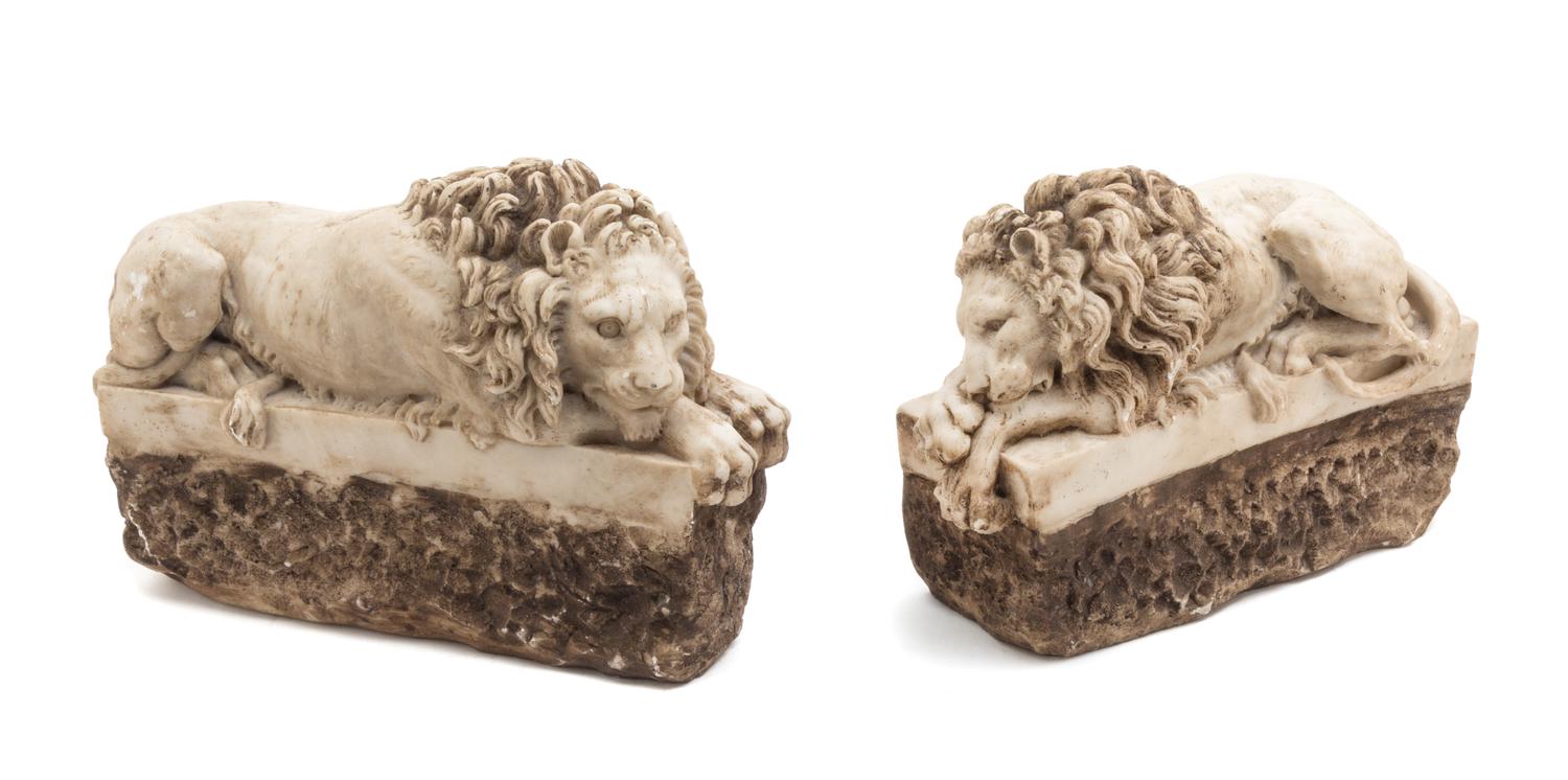 A Pair of Continental Carved Stone Figures Width 11 3/4 inches. — 19TH/20TH CENTURY