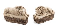 A Pair of Continental Carved Stone Figures Width 11 3/4 inches. — 19TH/20TH CENTURY