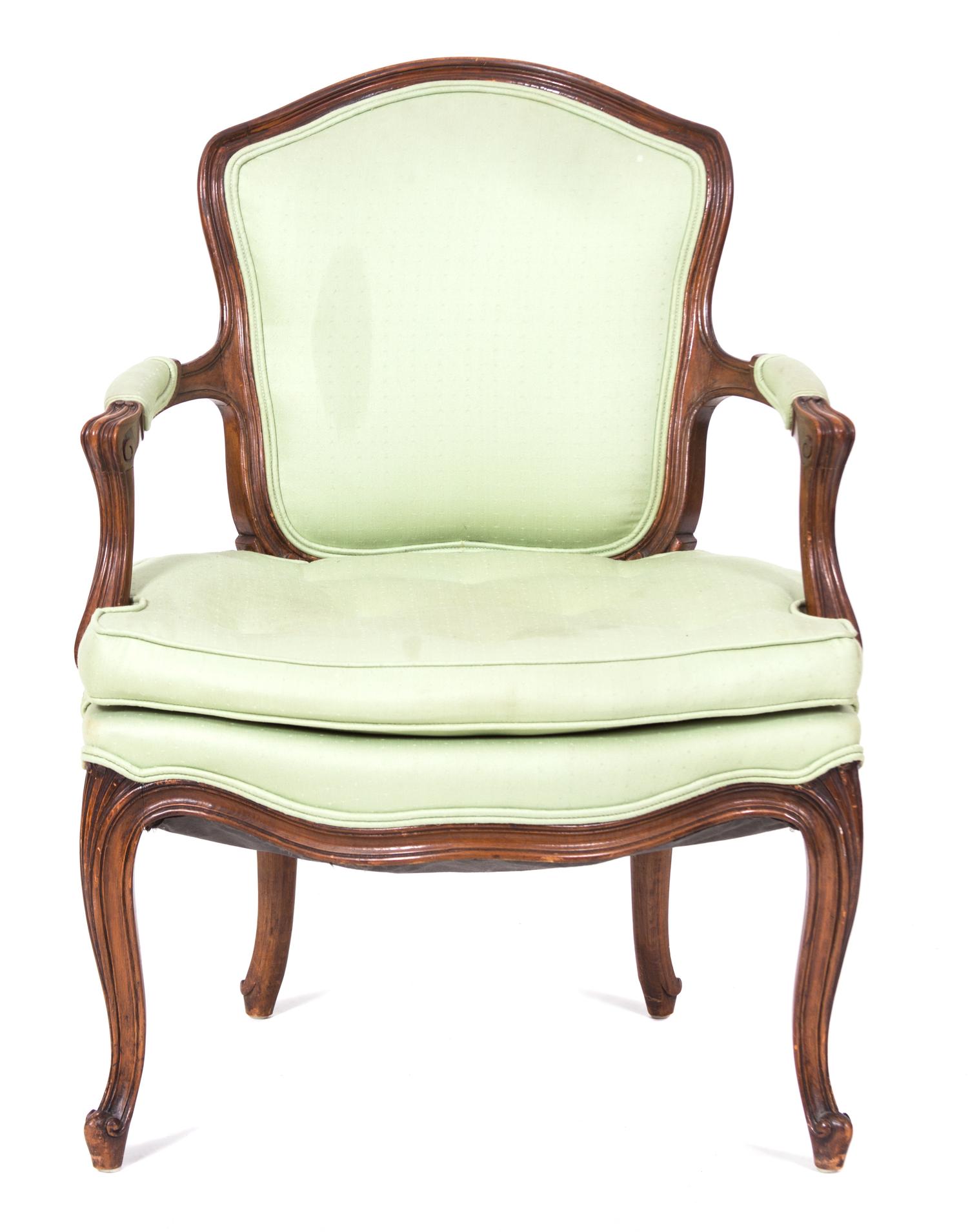 A Louis XV Style Carved Walnut Fauteuil Height 30 1/2 inches. — 19TH CENTURY
