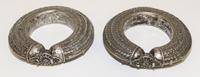 A Pair of Yemeni Silver Bangles Diameter of exterior 5 inches.