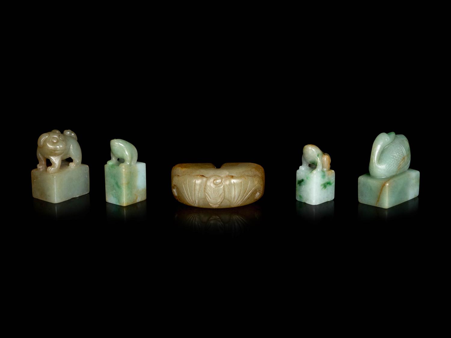 Five Chinese Jade and Jadeite Seals