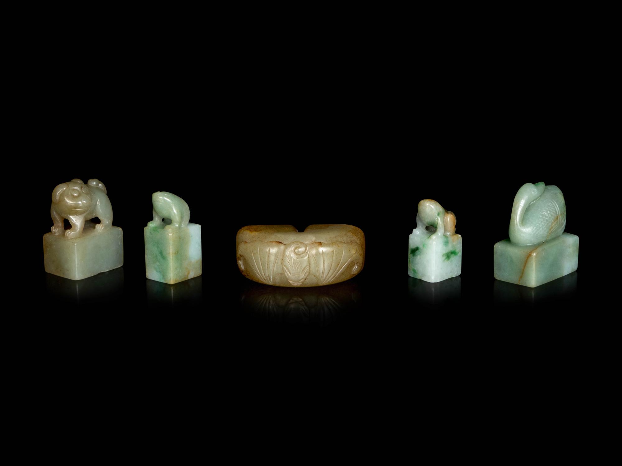 Five Chinese Jade and Jadeite Seals