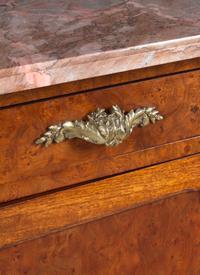 A Louis XVI Style Gilt Bronze-Mounted Burlwood Marble-Top Serving Cabinet