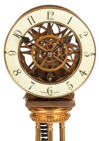 A French Brass Pillar Skeleton Clock