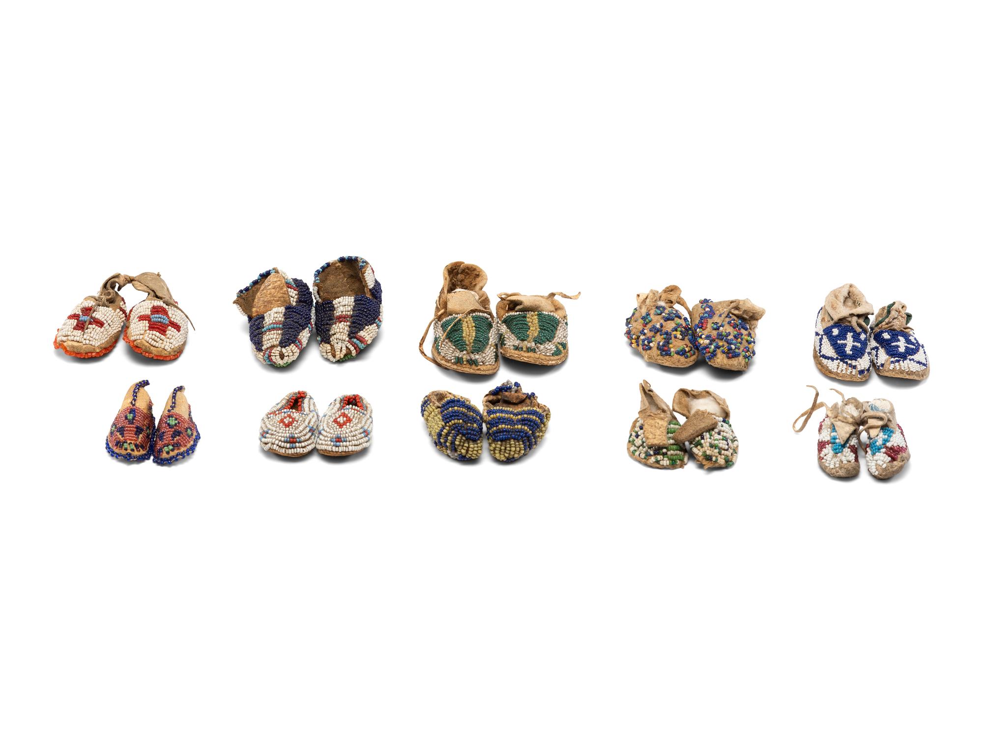 Collection of Plains Beaded Doll Moccasins