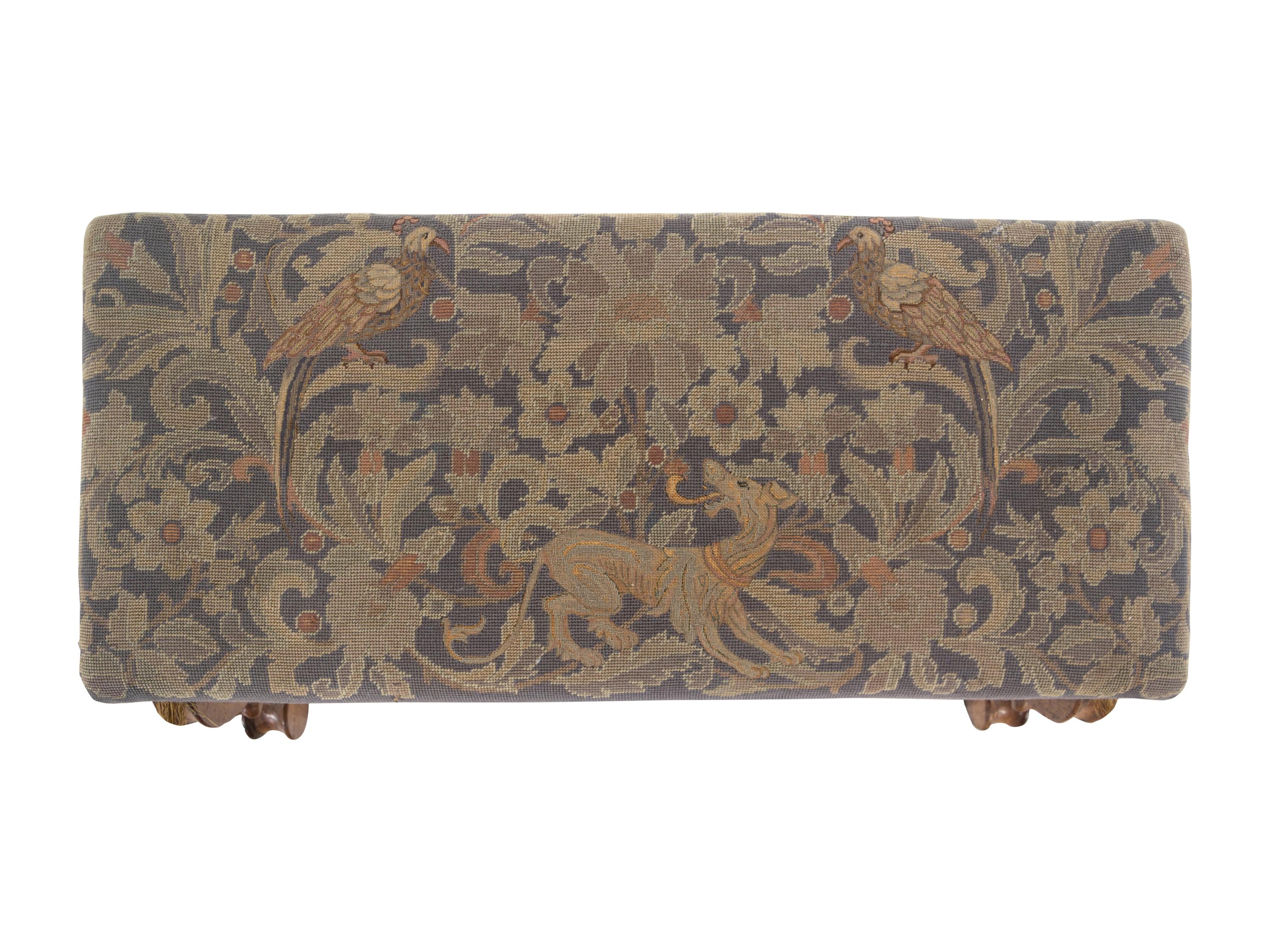 An Italian Carved and Needlepoint Upholstered Bench