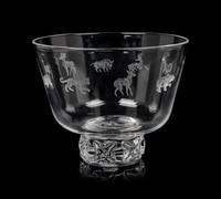 A Steuben Glass Bowl with Prunted Base