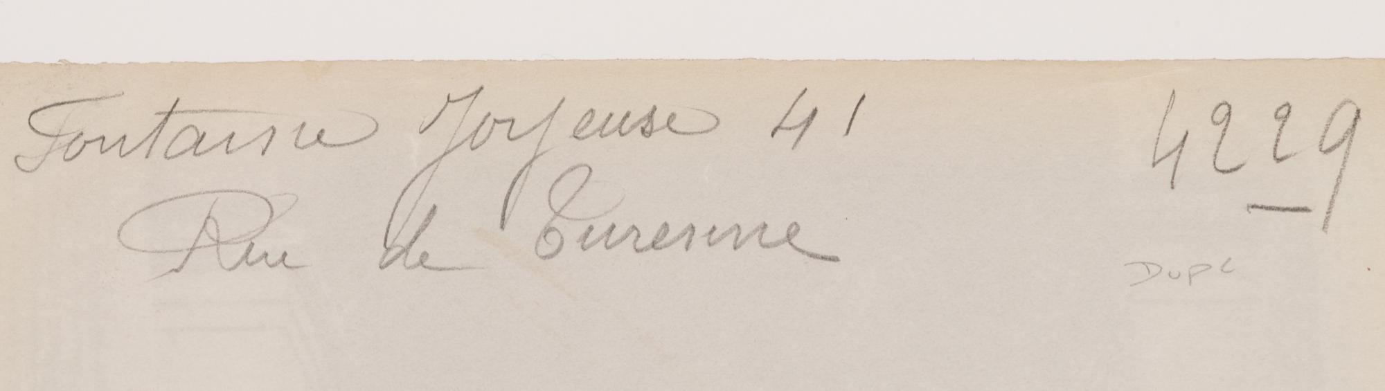 A group of four photographs ( Ètampes - maison de Diane de Poitiers , 1907; Presbytère de Saint-Sulpice, rue de Vaugirard 50 , 1900; Oratoire Marie de M é dicis, Petit Luxembourg , 1903; Fontaine de Joyeuse, 41 rue de Turenne, 3e arrondissement, 1901)