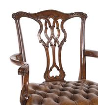 A George II Style Leather Upholstered Mahogany Armchair