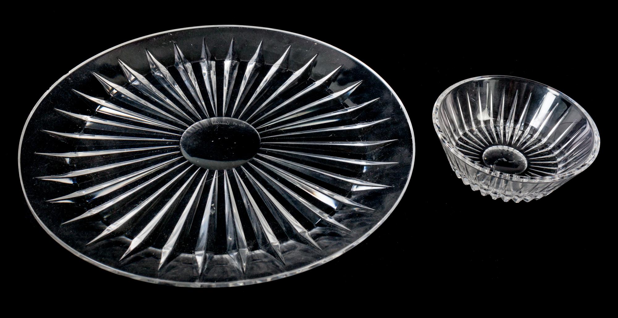 Two Val St. Lambert Glass Articles Diameter of platter 12 inches. — 20TH CENTURY
