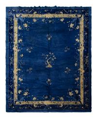A Chinese Blue and White Wool Rug