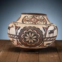 Zuni Polychrome Pottery Olla, with Heartline Deer