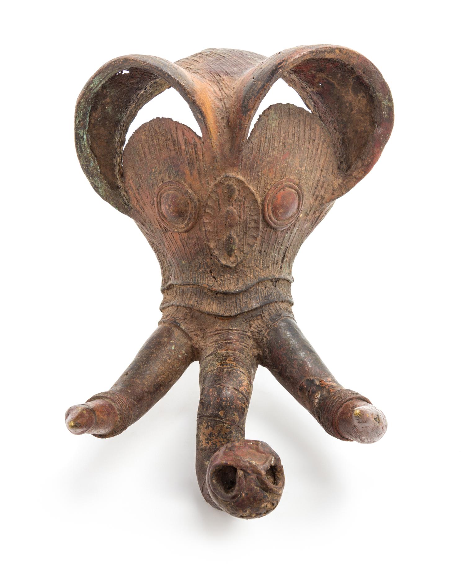 An African Bronze Head of an Elephant. Height 10 inches.