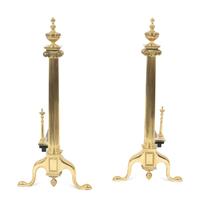 A Pair of Neoclassical Style Brass Andirons — 20TH CENTURY