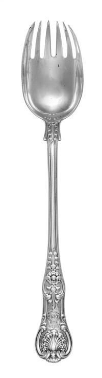 A William IV Silver Serving Fork, William Eaton, London, Likely 1834, having a Queens pattern handle with an engraved coronet surmounti