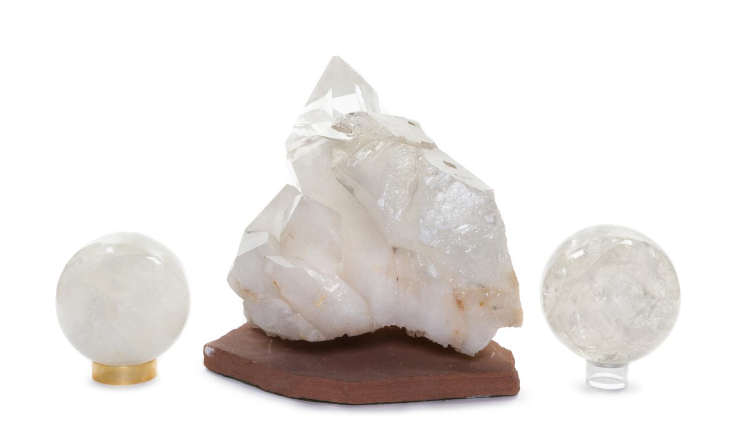 A Collection of Three Quartz Specimens, Width of first 11 inches.