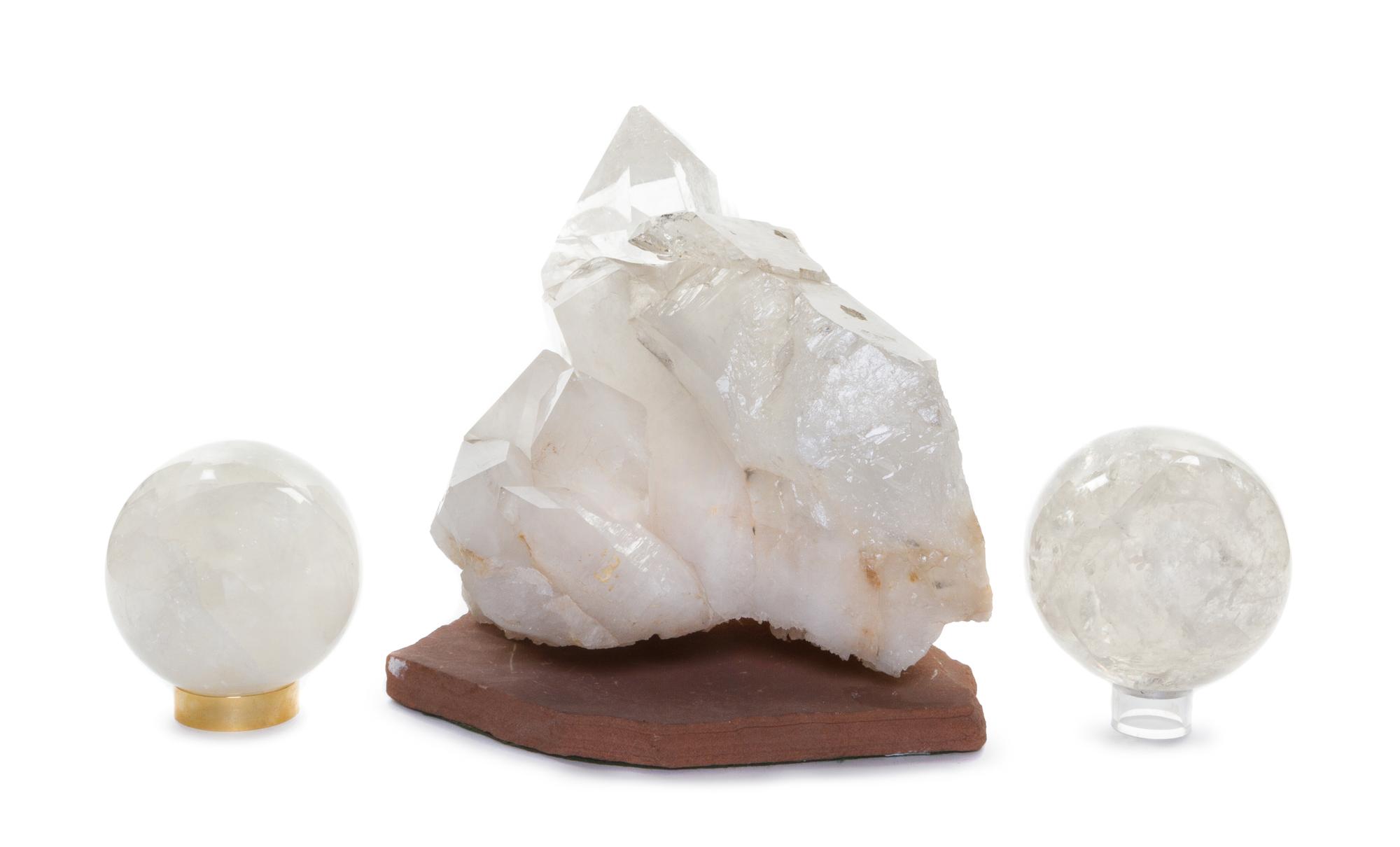 A Collection of Three Quartz Specimens, Width of first 11 inches.