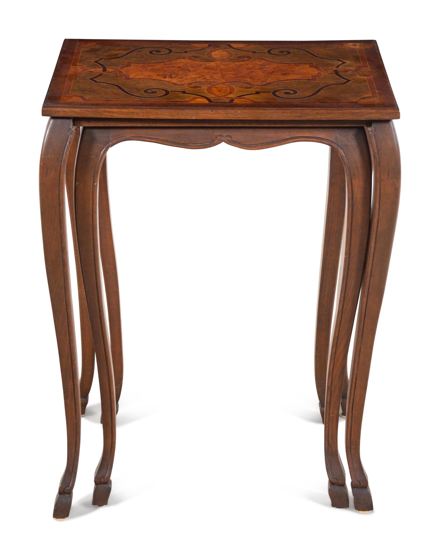 A Pair of Italian Marquetry Nesting Tables