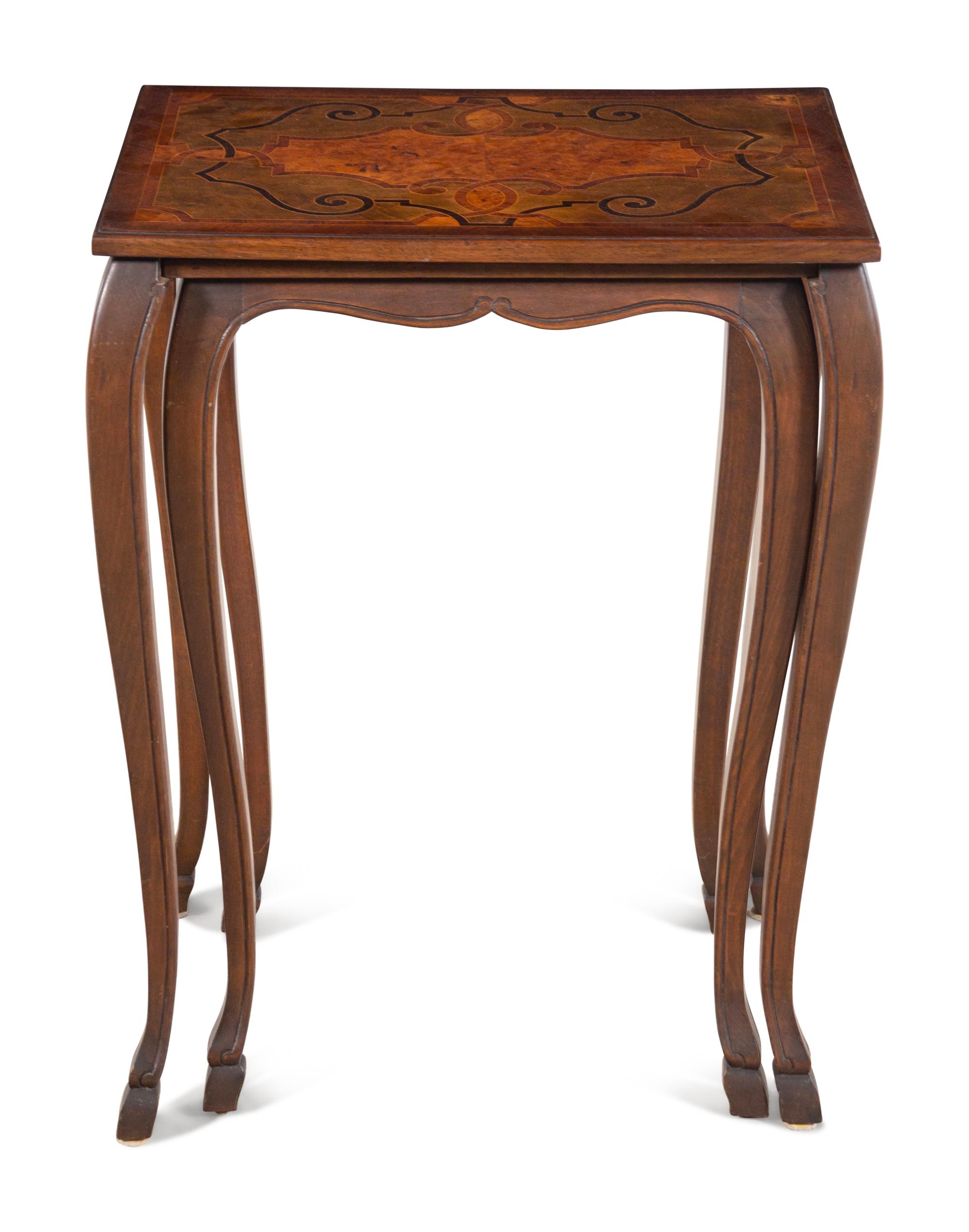 A Pair of Italian Marquetry Nesting Tables
