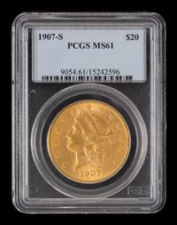 A United States 1907-S Liberty Head $20 Gold Coin