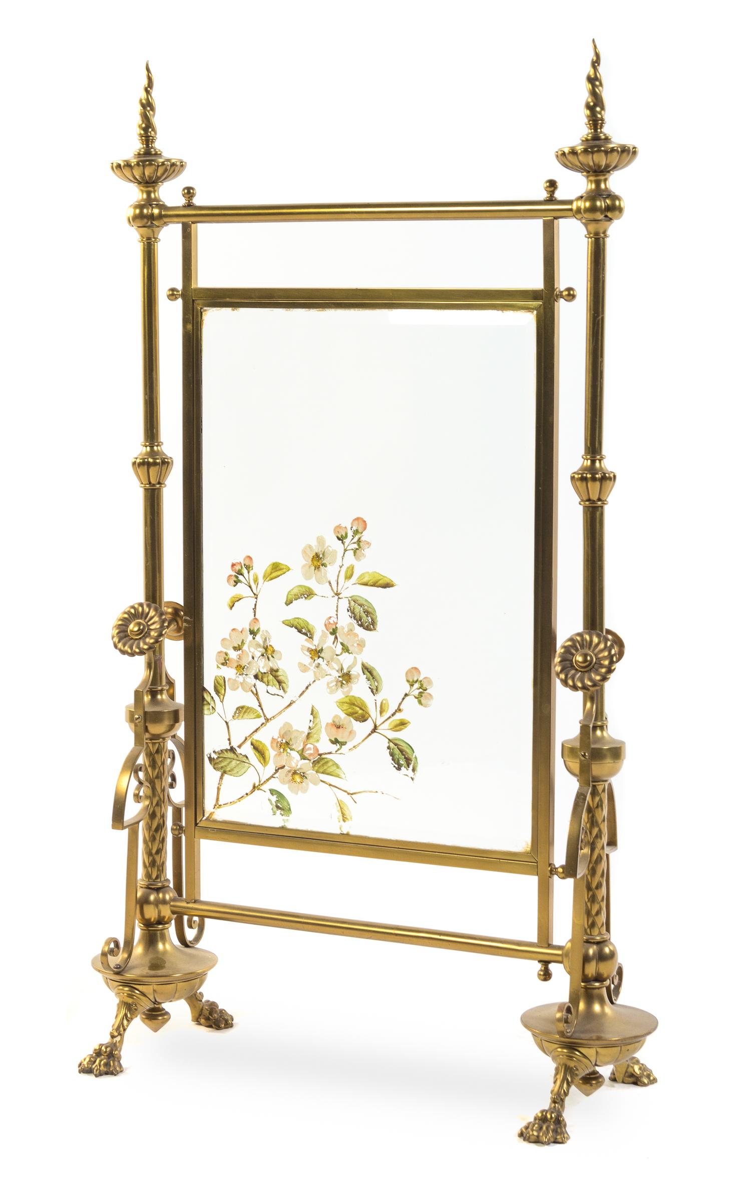 An Aesthetic Movement Gilt Metal and Beveled Glass Fire Screen Height 41 3/4 inches. — LATE 19TH CENTURY
