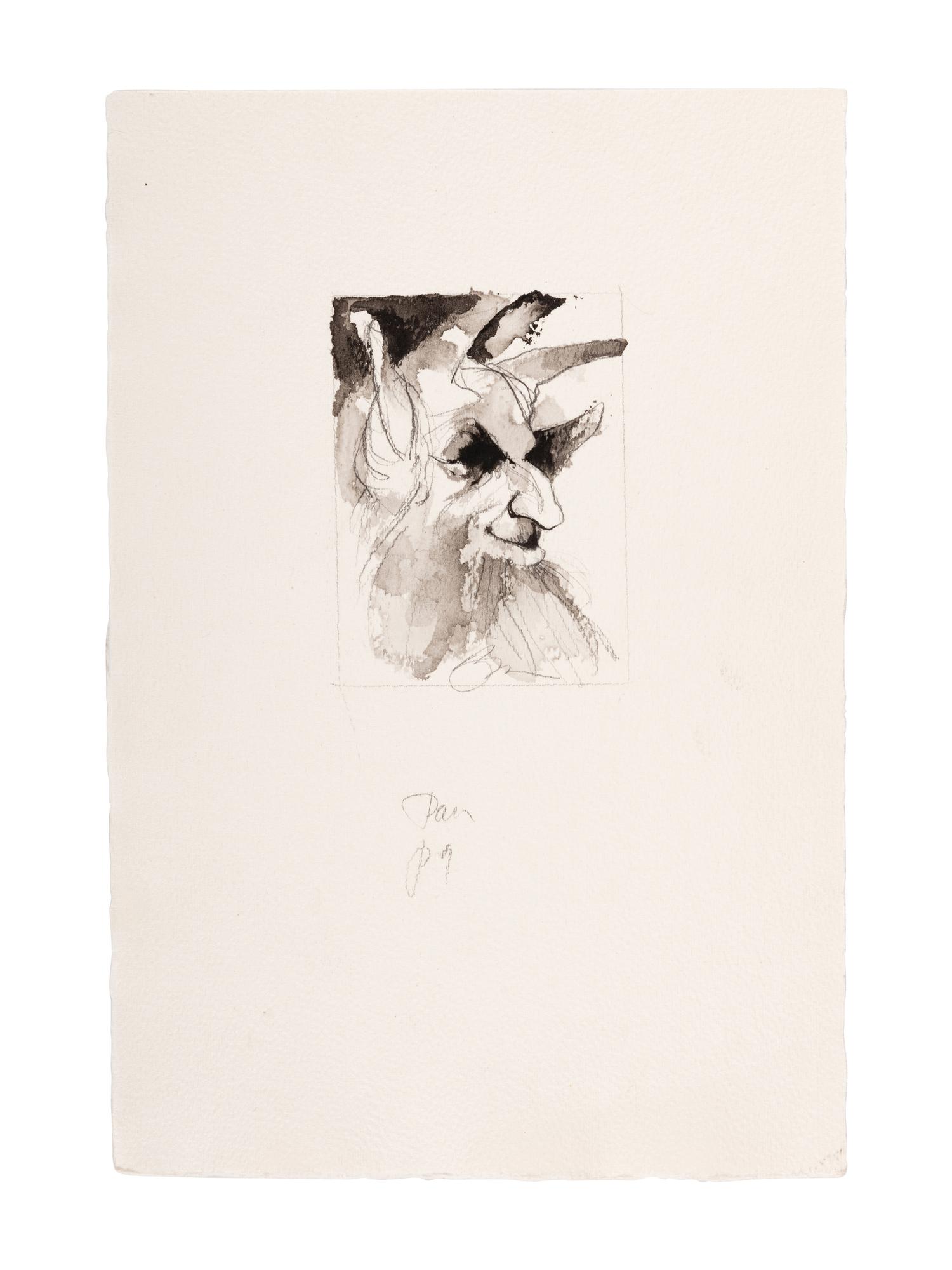 MOSER, Barry. 3 original pen & ink with wash and pencil drawings for Eight Wood Engravings on a Theme of Pan. [1980]. Each ca 285 x 195 mm. On watercolor paper. Each signed and captioned in pencil.