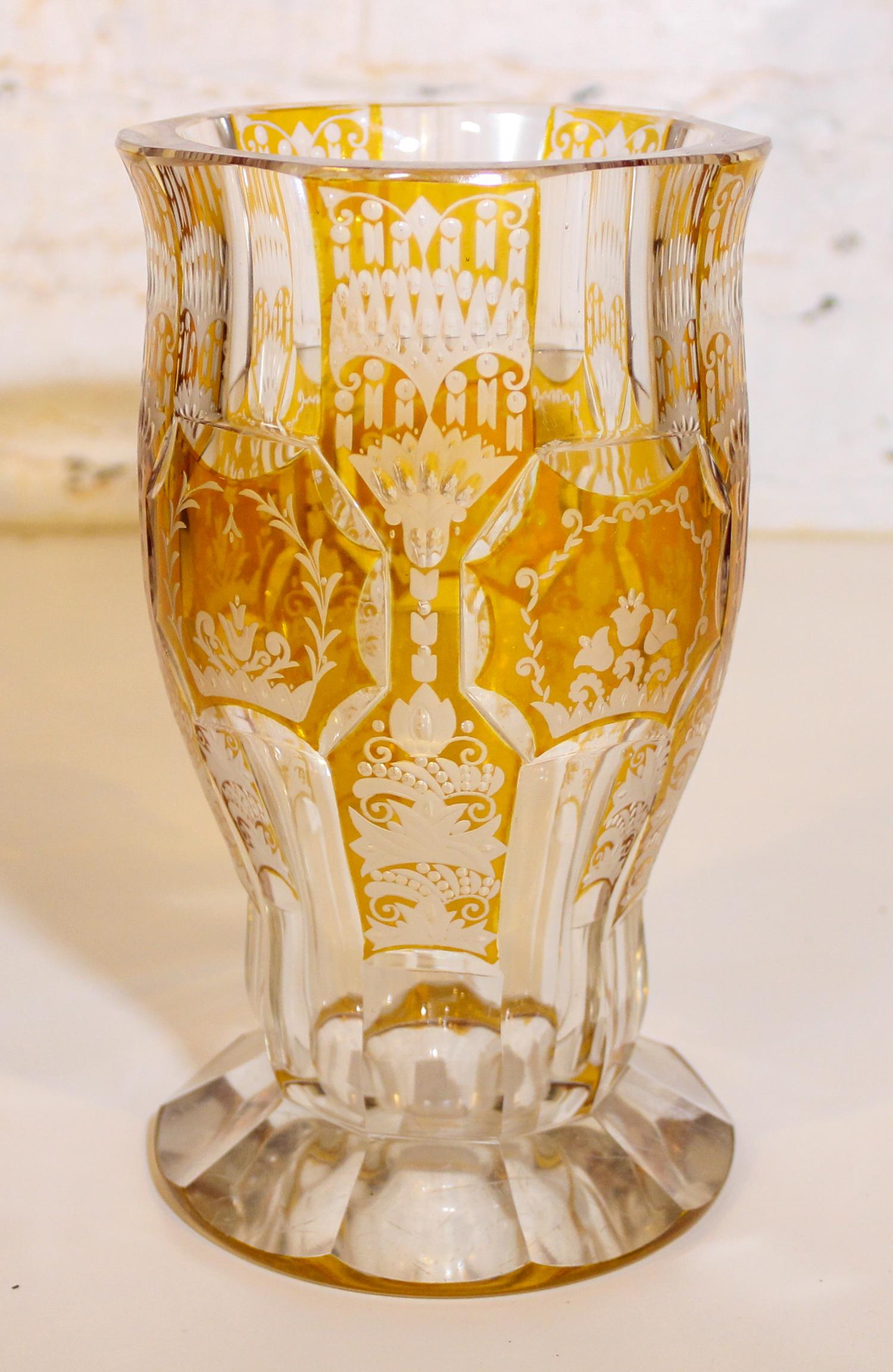 A Bohemian Glass Vase. Height 8 3/4 inches.