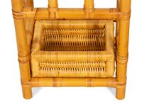 A Bielecky Brothers Rattan Settee with Two End Tables and a Pair of Ottomans